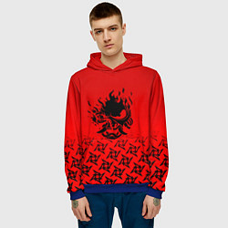 Толстовка-худи мужская Cyberpunk steel samurai, цвет: 3D-синий — фото 2