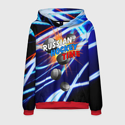 Толстовка-худи мужская Время русского хоккея, цвет: 3D-красный