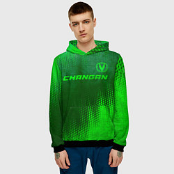 Толстовка-худи мужская Changan - green gradient посередине, цвет: 3D-черный — фото 2