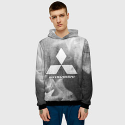 Толстовка-худи мужская Mitsubishi - grey gradient, цвет: 3D-черный — фото 2