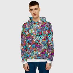 Толстовка-худи мужская Скелеты и монстры, цвет: 3D-белый — фото 2