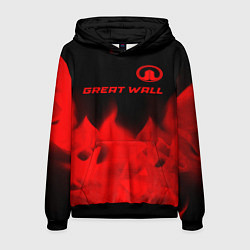 Толстовка-худи мужская Great Wall - red gradient посередине, цвет: 3D-черный