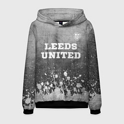 Толстовка-худи мужская Leeds United - grey gradient посередине, цвет: 3D-черный