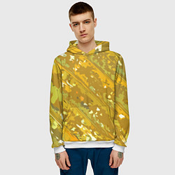 Толстовка-худи мужская Белые фрагменты на жёлтом фоне, цвет: 3D-белый — фото 2