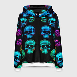 Мужская толстовка Neon skulls - ai art pattern