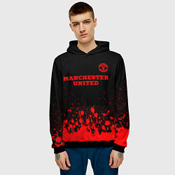 Толстовка-худи мужская Manchester United - red gradient посередине, цвет: 3D-черный — фото 2