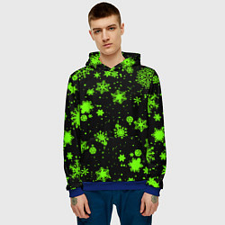 Толстовка-худи мужская Кислотные снежинки текстура, цвет: 3D-синий — фото 2