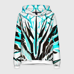 Мужская толстовка Чёрно-голубая абстракция на белом фоне