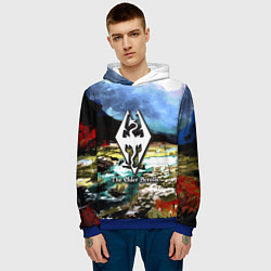 Толстовка-худи мужская Cкайрим краски художника, цвет: 3D-синий — фото 2
