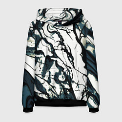 Мужская толстовка Абстрактная текстура мрамор белый с тёмно-синим