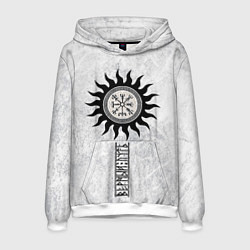 Толстовка-худи мужская Компас вегвизир - верный путь, цвет: 3D-белый