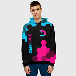 Толстовка-худи мужская Deadlock - neon gradient вертикально, цвет: 3D-черный — фото 2