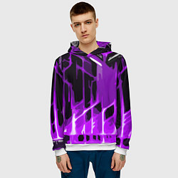 Толстовка-худи мужская Abstract purple stripes on a black background, цвет: 3D-белый — фото 2