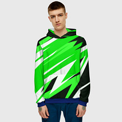 Толстовка-худи мужская Geometry stripes green, цвет: 3D-синий — фото 2