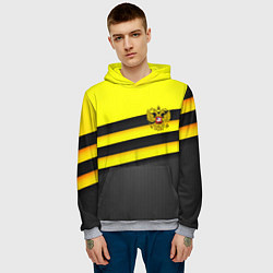 Толстовка-худи мужская Герб РФ геометрия линии, цвет: 3D-меланж — фото 2