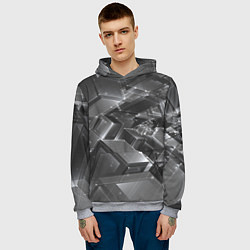 Толстовка-худи мужская Прозрачные кубы, цвет: 3D-меланж — фото 2