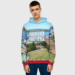 Толстовка-худи мужская Нижний Новгород кремль, цвет: 3D-красный — фото 2