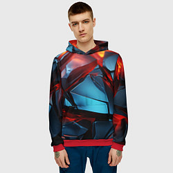 Толстовка-худи мужская Камни в красном освещении, цвет: 3D-красный — фото 2