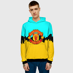 Толстовка-худи мужская Манчестер Юнайтед текстура, цвет: 3D-черный — фото 2