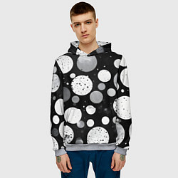 Толстовка-худи мужская Круги на темном фоне, цвет: 3D-меланж — фото 2
