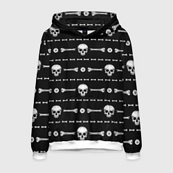 Толстовка-худи мужская Черепа с костями, цвет: 3D-белый