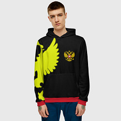 Толстовка-худи мужская Герб РФ орёл, цвет: 3D-красный — фото 2
