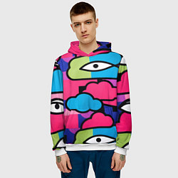 Толстовка-худи мужская Глаза облака абстракция, цвет: 3D-белый — фото 2