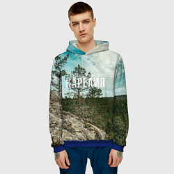 Толстовка-худи мужская Природа Карелии, цвет: 3D-синий — фото 2
