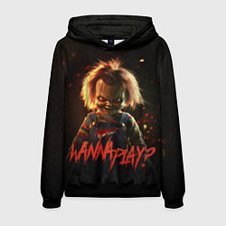 Толстовка-худи мужская Chucky wanna play?, цвет: 3D-черный