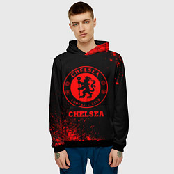 Толстовка-худи мужская Chelsea - red gradient, цвет: 3D-черный — фото 2