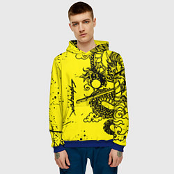 Толстовка-худи мужская Syberpunk dragon tatoo, цвет: 3D-синий — фото 2