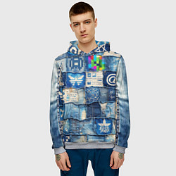 Толстовка-худи мужская Пэчворк с игровыми значками, цвет: 3D-меланж — фото 2
