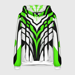 Мужская толстовка Агрессивные чёрно-зелёные полосы на белом фоне