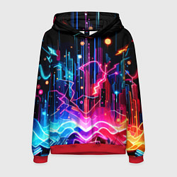 Толстовка-худи мужская Neon fantasy - ai art, цвет: 3D-красный