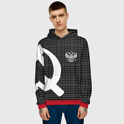 Толстовка-худи мужская Герб РФ паттерн стиль ссср, цвет: 3D-красный — фото 2