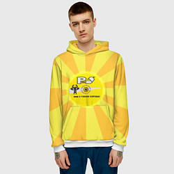 Толстовка-худи мужская Руки вверх компакт диск, цвет: 3D-белый — фото 2