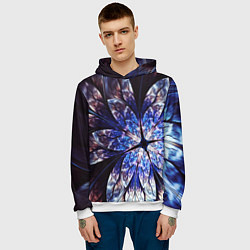 Толстовка-худи мужская Фрактальный узора стекло, цвет: 3D-белый — фото 2