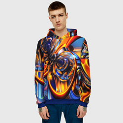 Толстовка-худи мужская Жидкие краски фрактал, цвет: 3D-синий — фото 2