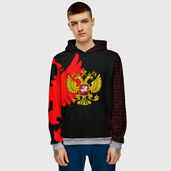 Толстовка-худи мужская Герб РФ красный, цвет: 3D-меланж — фото 2