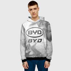 Толстовка-худи мужская BYD - white gradient, цвет: 3D-черный — фото 2