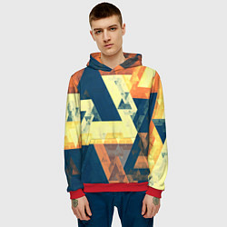 Толстовка-худи мужская Абстрактные треугольники, цвет: 3D-красный — фото 2