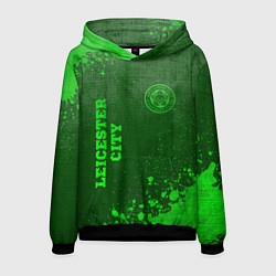 Толстовка-худи мужская Leicester City - green gradient вертикально, цвет: 3D-черный