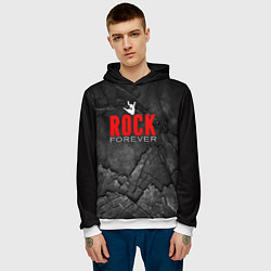 Толстовка-худи мужская Rock forever on black, цвет: 3D-белый — фото 2