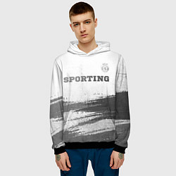 Толстовка-худи мужская Sporting - white gradient посередине, цвет: 3D-черный — фото 2