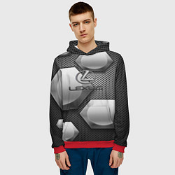 Толстовка-худи мужская Lexus карбон стиль, цвет: 3D-красный — фото 2