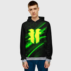 Толстовка-худи мужская Starcraft 2 кислотные соты линии, цвет: 3D-меланж — фото 2