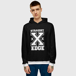 Толстовка-худи мужская Straight edge SXE, цвет: 3D-белый — фото 2