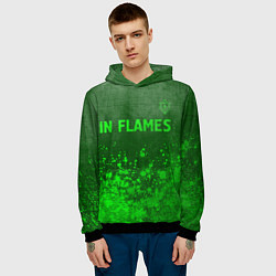 Толстовка-худи мужская In Flames - green gradient посередине, цвет: 3D-черный — фото 2