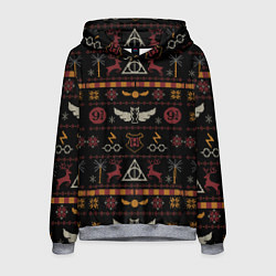 Мужская толстовка Новогодний паттерн - Гарри Поттер