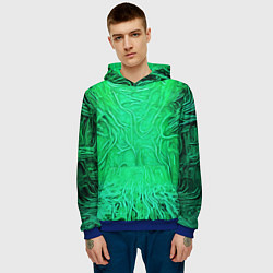 Толстовка-худи мужская Зелёный симбионт абстракция, цвет: 3D-синий — фото 2